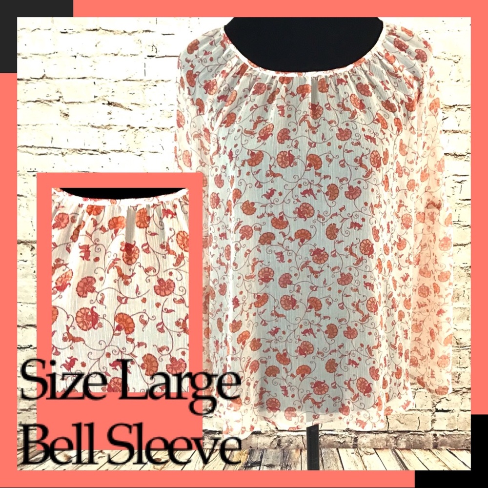 Bell Sleeve FALL Festival Shirt Large Spice Orange
